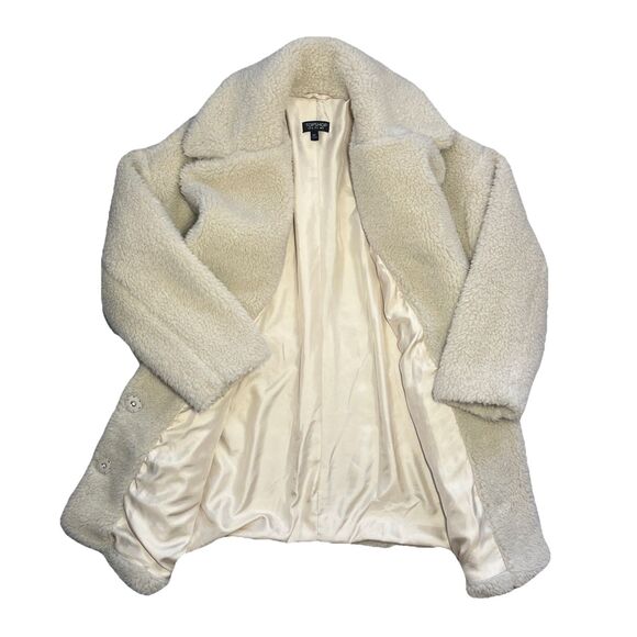 TopShop Oversized Button Front Sherpa Faux Fur Teddy Coat Cream US 2 - Picture 10 of 14